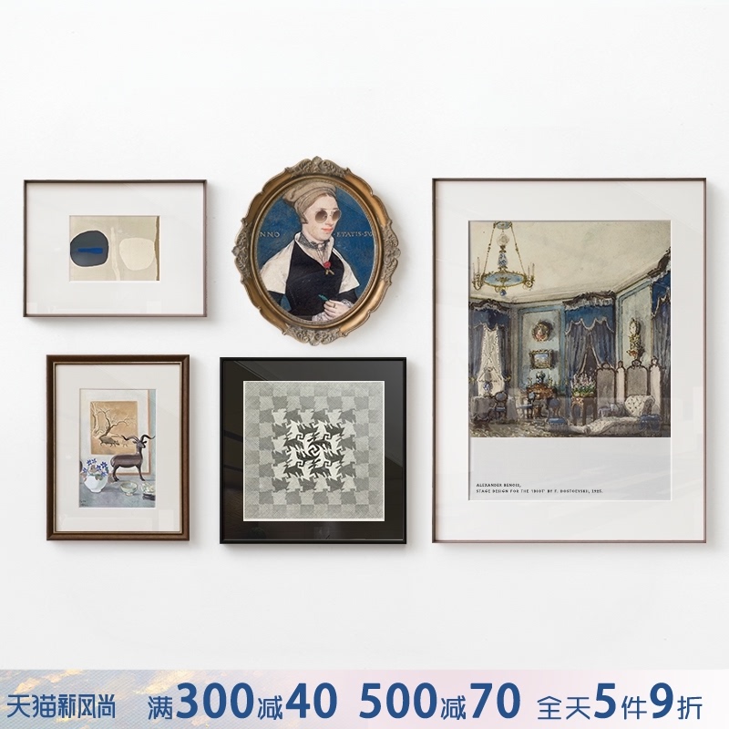 欧式复古客厅装饰画餐厅美式轻奢小众艺术壁画组合挂画沙发背景墙图片
