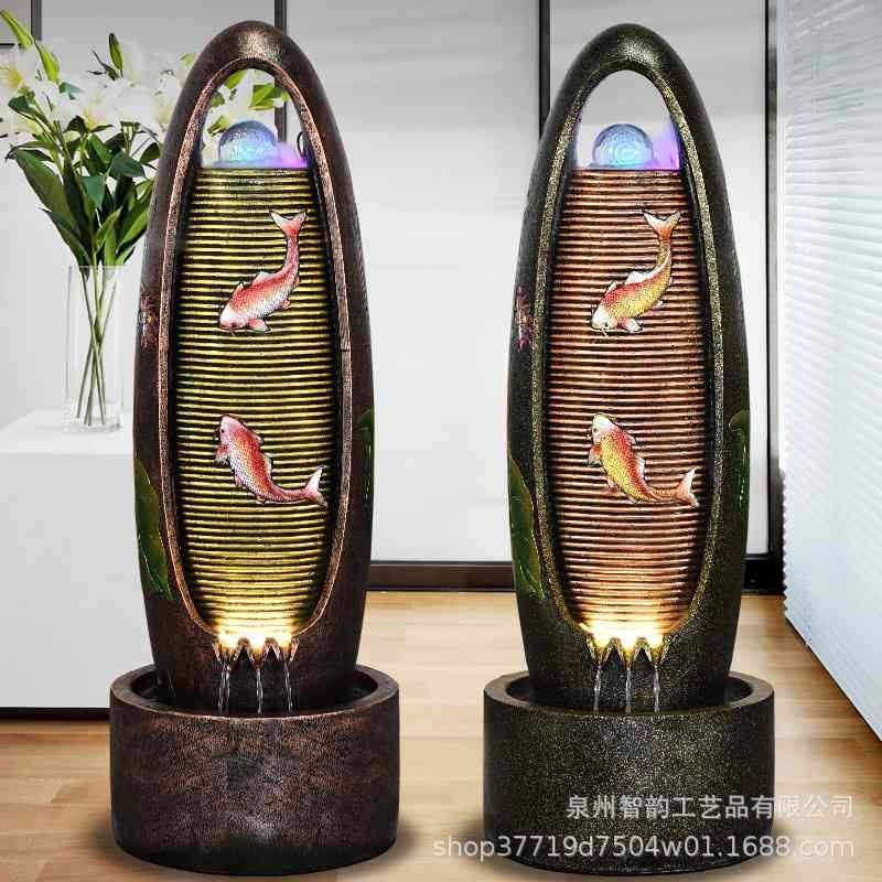 创意欧式喷泉流水摆件客厅办公室加湿器落地水景观流水器开业礼品