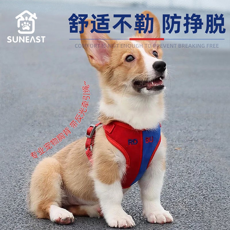 狗狗牵引绳背心式泰迪比熊柯基小中型犬宠物猫胸背带遛狗链子用品