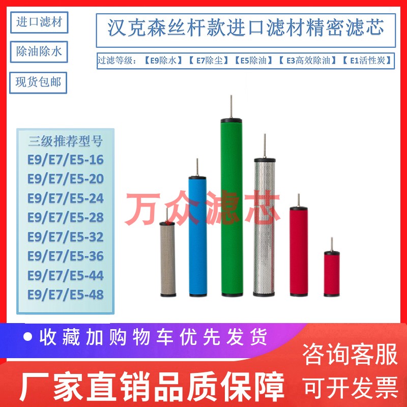 汉克森精密滤芯E3-20E5-24 E7-28 E9-32 E7-36 E5-40 E7-44 E5-48