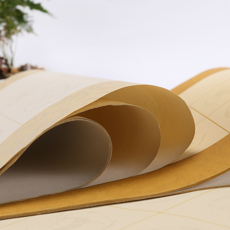 锦墨堂蜡染仿古套色瓦当方格宣纸四尺四开半生熟毛笔宣纸书法纸五