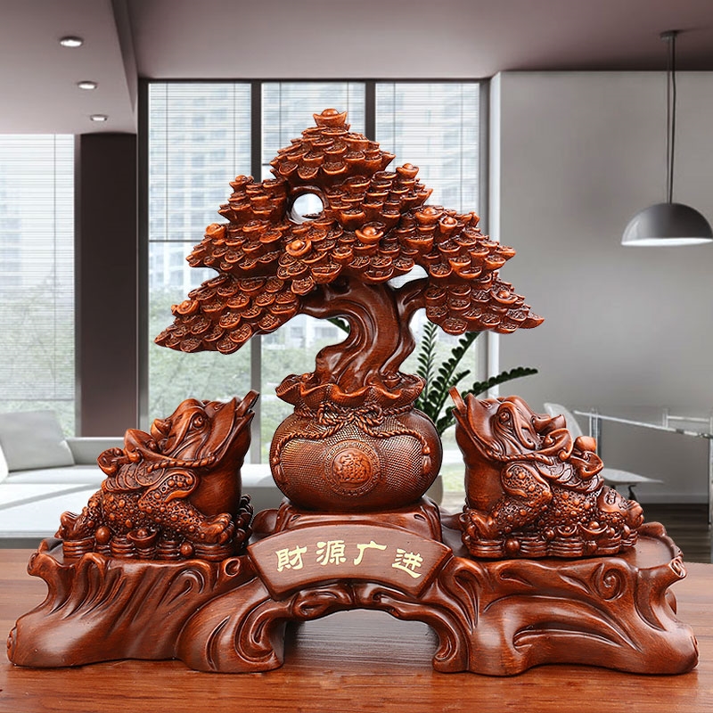 貔貅摆件金蟾一对金牛财源广进摆件老板桌乔迁礼品牛工艺品发财树