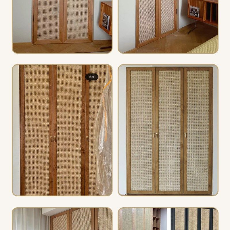 长沙藤编推拉f门屏风竹编吊顶装饰实木隔断酒店民宿折叠门藤席背