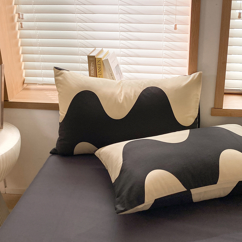 100全棉4四件套简约床上用品被套床单人学生宿舍三件套床笠款