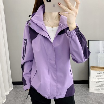 冲锋衣女春秋薄款单层定制透气防风防水防雨潮牌户外登山风衣外套