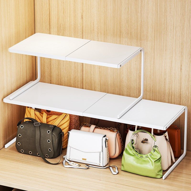 衣柜存放包包的架子伸缩收纳神器分隔板家用衣橱分层放置物架卧室