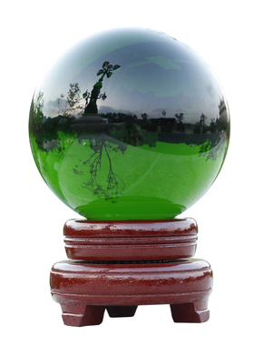 绿色水晶球珍藏饰品绿幽灵门店客厅隔断玄关摆放办公桌家居摆件