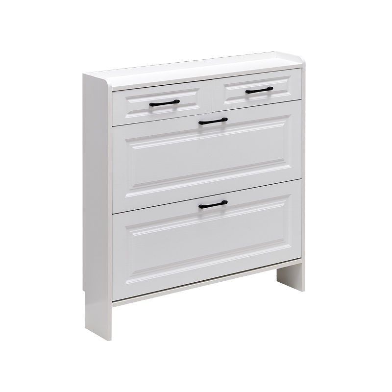 极窄简约实木超薄款带抽屉翻斗鞋柜两层家用门口简易鞋架