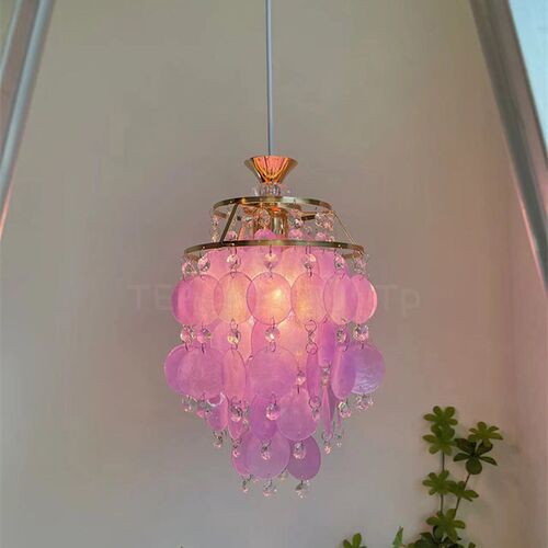 茶栗法式美式彩色贝壳风铃水晶复古吊灯阳台玄关过道氛围厨房餐厅