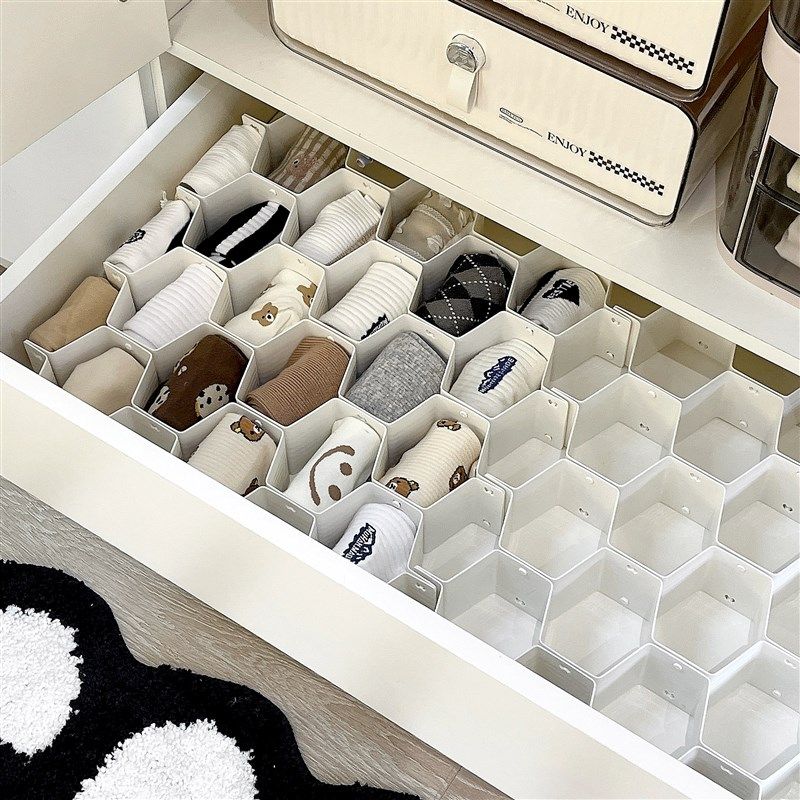 袜子抽屉分隔板衣柜分层内衣内裤收纳盒分格收纳格子蜂窝整理神器