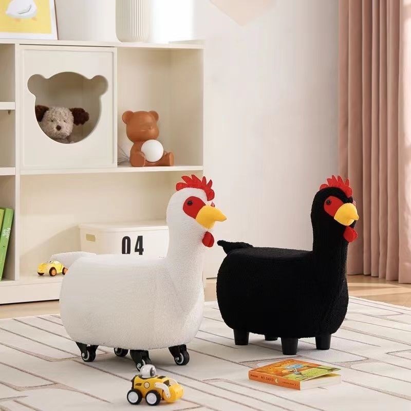 小凳子家用客厅滑轮板凳万向轮矮凳儿童卡通换鞋沙发坐凳动物座椅