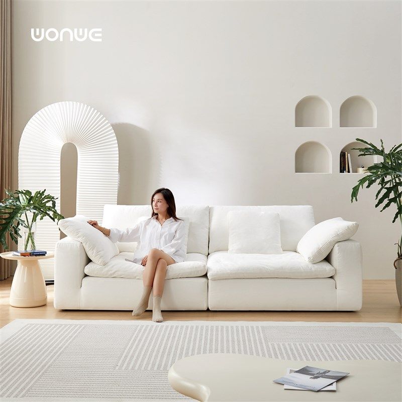 玩位c云沙发白色奶油风模块组合布艺沙发亚麻可拆洗,住宅家具,布艺沙发,淘宝优惠券,粉丝福利购,淘宝优惠卷