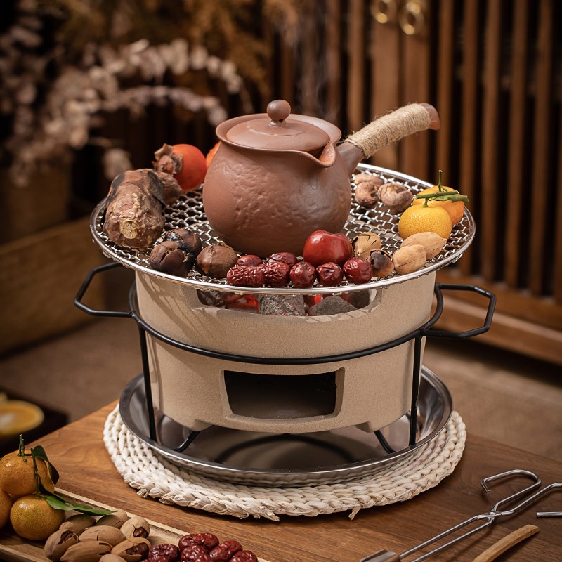 网红围炉煮茶家用室内全套烤茶套装日式罐罐茶壶煮茶器泥炉小套装