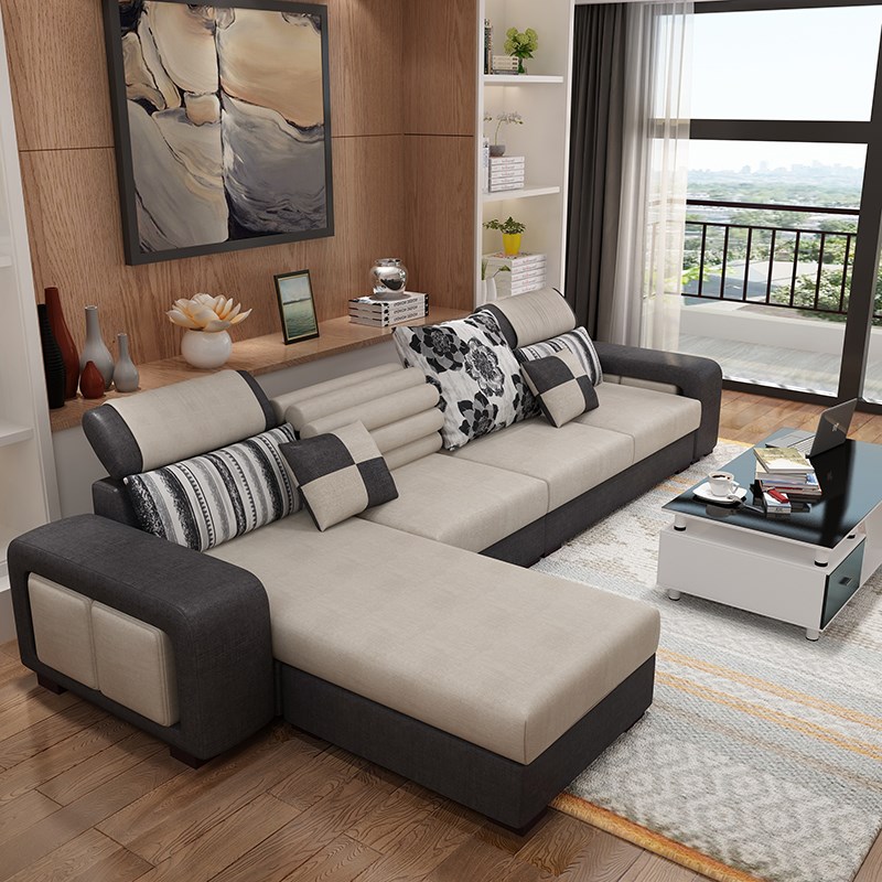 布艺沙发简约现代客厅大小户型可拆洗三人科技布乳胶家具组合套装