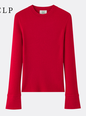 JCLP金纯良品25新款100%美丽诺羊毛圆领修身长袖打底针织衫毛衣女