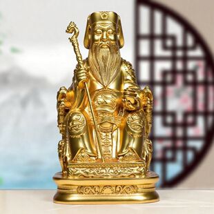 金色木雕刻福德正神土地公金身神像摆件家居客厅店铺手工摆设红木