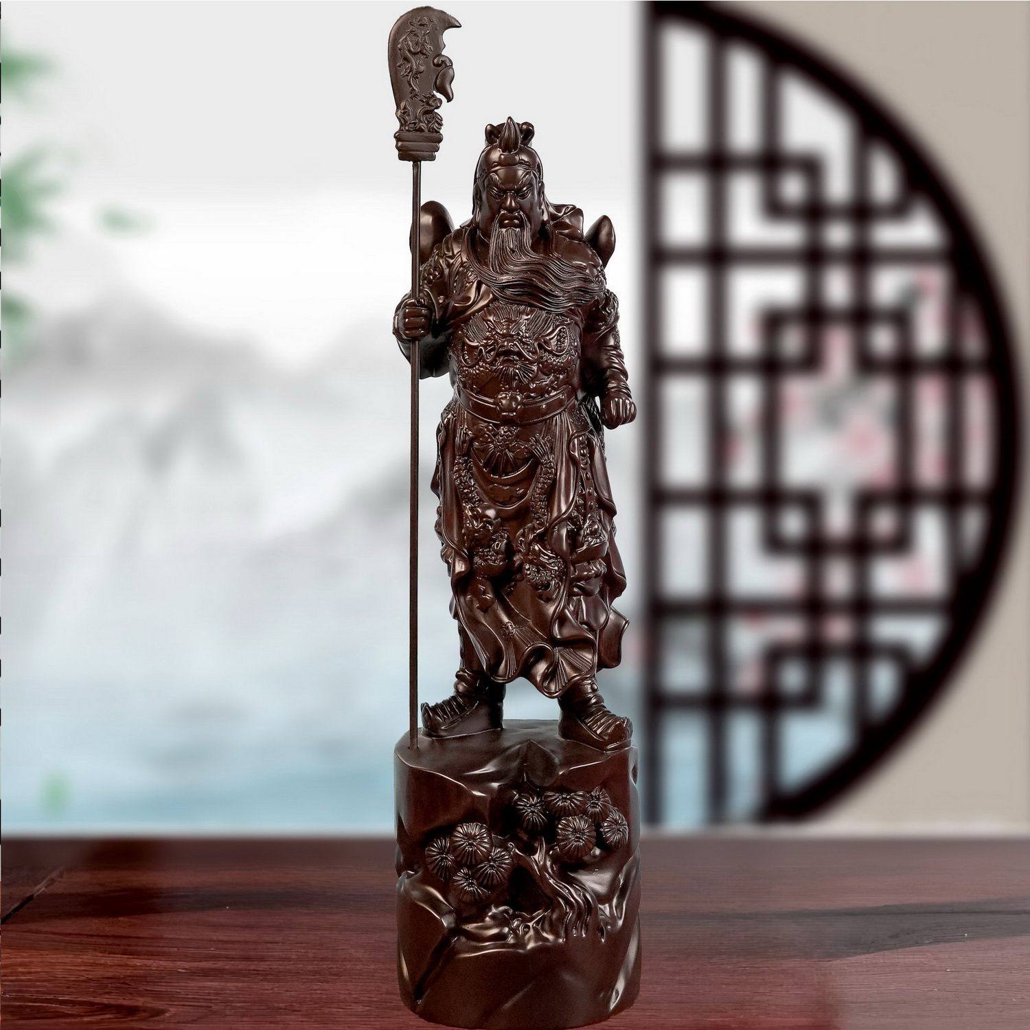 定制黑檀木关公武财神木雕关帝爷横刀立刀关二爷客厅摆设公司开业