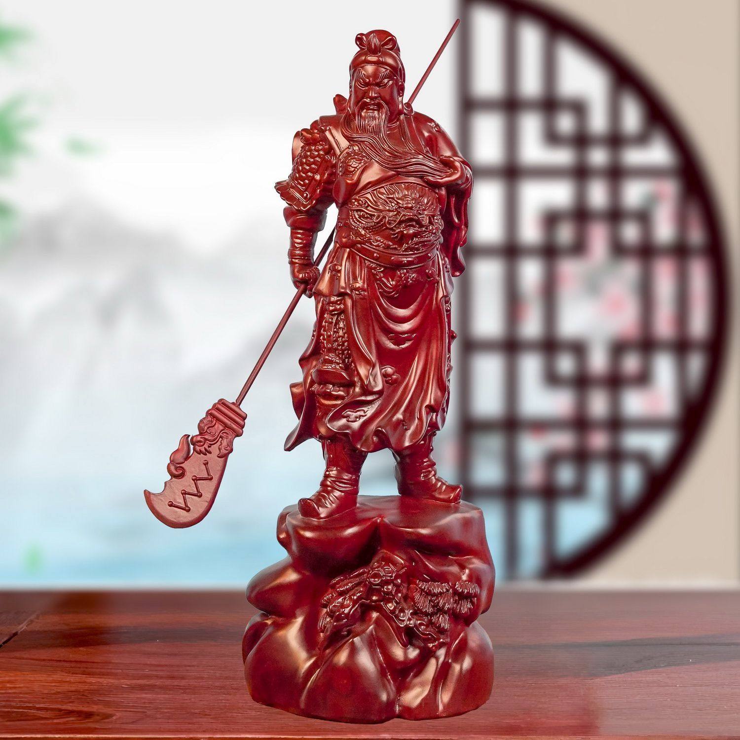 血檀木关公武财神木雕关帝爷立刀横刀关公客厅摆设公司开业可定制