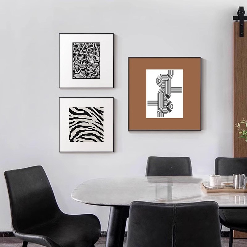 简约抽象餐厅装饰画客厅沙发背景墙挂画轻奢艺术方形卧室床头壁画图片