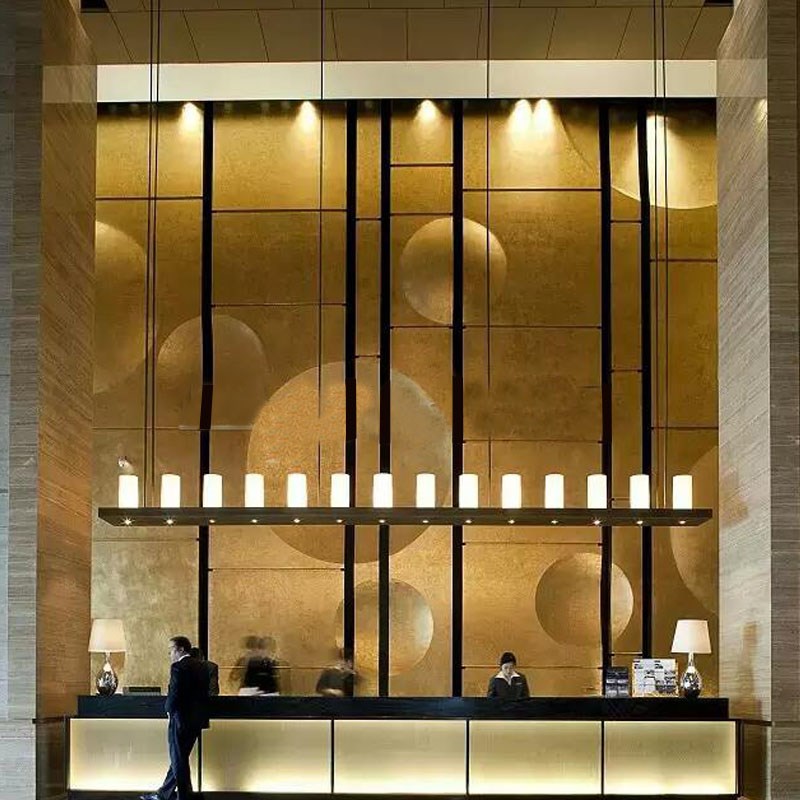 长方形大吊灯新中式酒店会所KTV茶楼软装吧台接待收银前台长吊灯