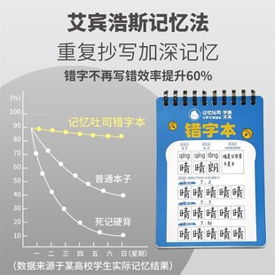 记忆吐司【错字本】小学生艾宾浩斯语文背默生字词错别字抄写