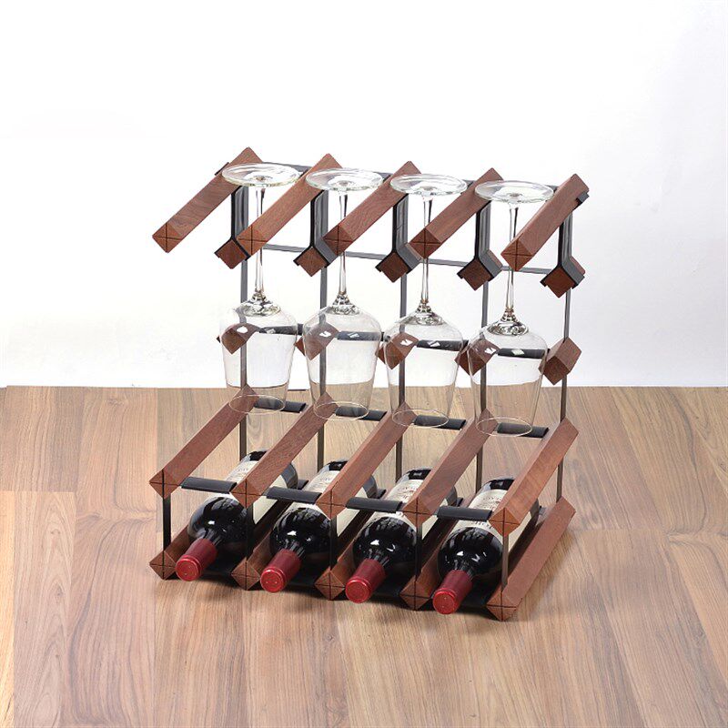 红酒杯架倒挂家用酒架摆件现代简约客厅实木葡萄酒展示架创意格子
