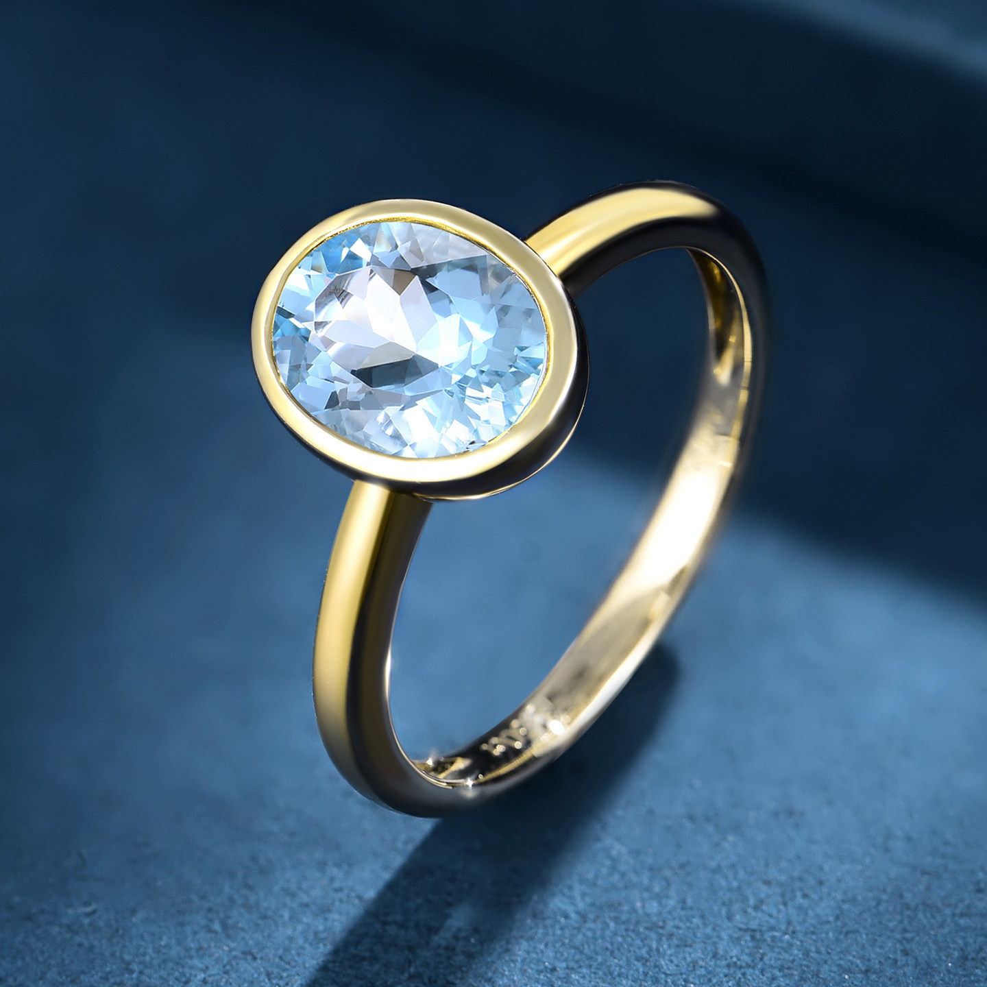 私意珠宝 1.5克拉天然海蓝宝戒指圣玛利亚彩宝18K金时尚首饰定制