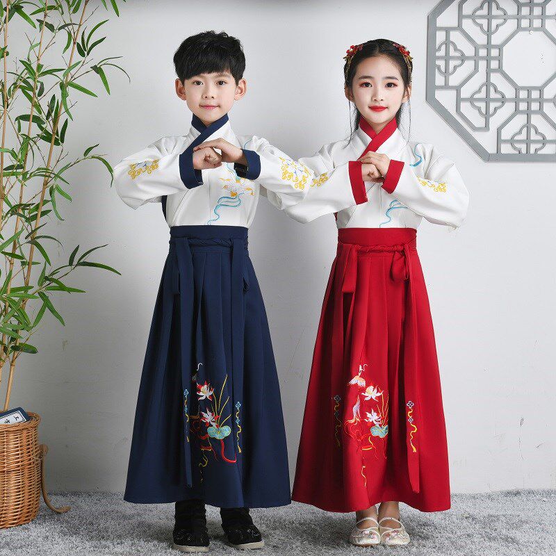 儿童汉服男童飞鱼服中国风小学生三字经表演服弟子规演出服装