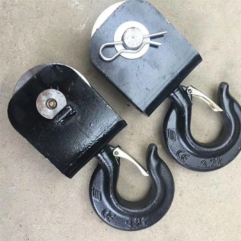 粤海程力清障车拖车救援车配件钢丝绳滑轮固定轮加固圆套滑轮架子