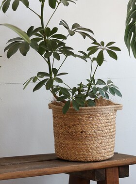 手工草编花篮手提编织篮花盆外套装饰客厅家居落地收纳筐废纸篓