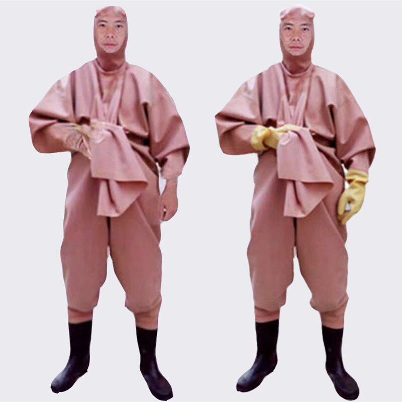 加厚挖藕服连体下水裤全身雨衣雨裤橡胶肚口下水衣捕鱼裤服防男涉