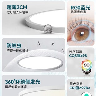全光谱吸顶灯护眼防蓝光无频闪超薄米家智能客厅卧室儿童房led灯