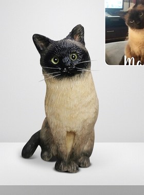宠物桌面摆件软陶定制猫咪狗狗纯手工模型照片纪念创意礼物手办