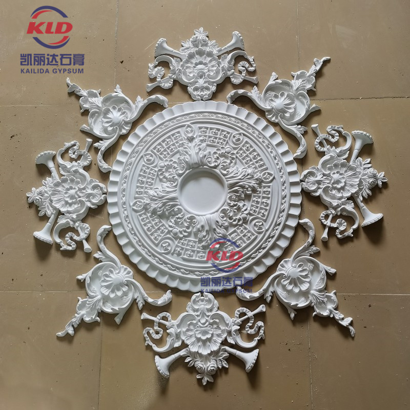 法欧式圆灯盘灯池拼花吊顶天花板造型石膏线条仿PU雕花角装饰灯座
