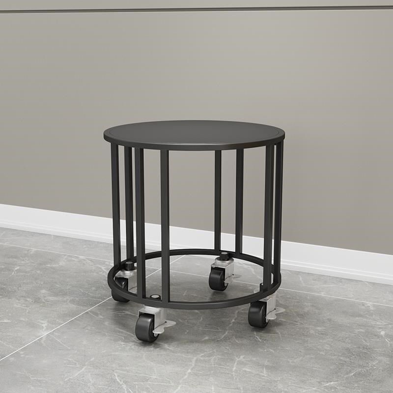 简约落地式客厅圆形铁艺花架 地面特大号花盆架带轮可移动置物架