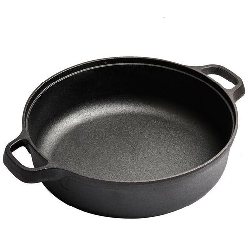 直销新煎品铸铁电平工底锅锅不粘无涂层烙饼锅水煎包加厚手生铁锅