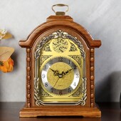 复古座钟桌面摆件台式 汉时实木台钟客厅家用装 饰表欧式 坐钟H7