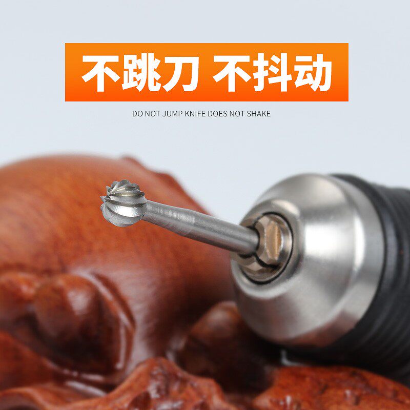 电动核雕刀雕刻刀铣刀钨钢玉石木雕牙机刀头打磨头精微雕针2.35柄