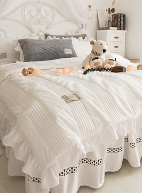 ns冬季白色床上公主风加绒加厚双面绒床裙