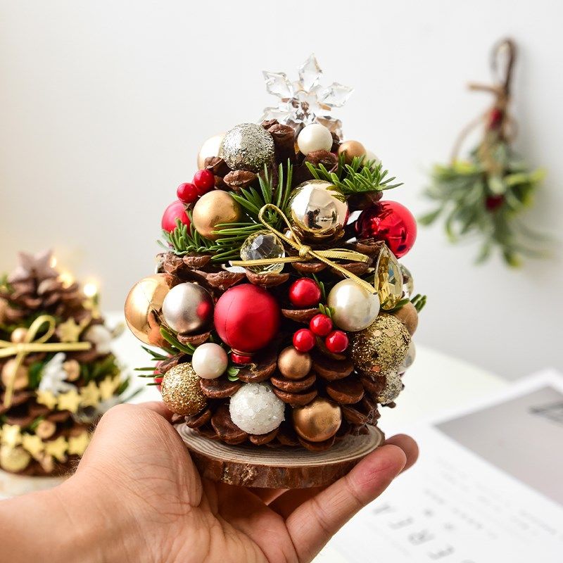 诺琪 圣诞节装饰品工天然松果型圣诞树桌面小型摆件圣诞装饰,节庆用品/礼品,圣诞装饰品,淘宝优惠券,粉丝福利购,淘宝优惠卷