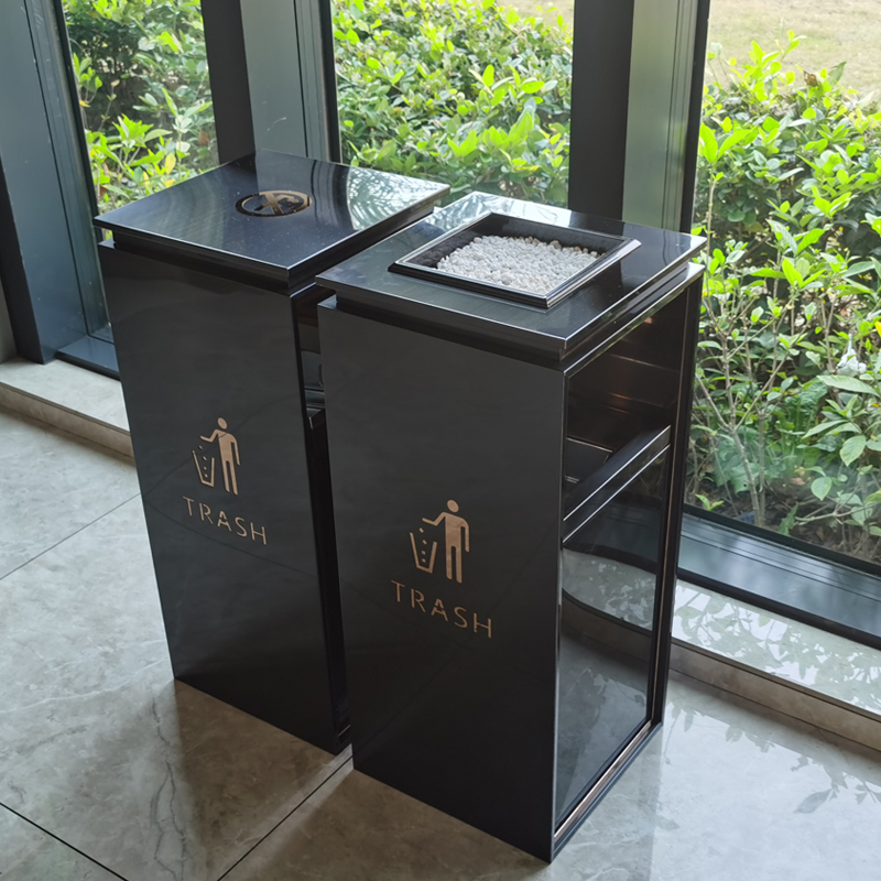 高档不锈钢垃圾桶酒店大堂展馆立式烟灰缸商用商场电梯口果皮桶箱