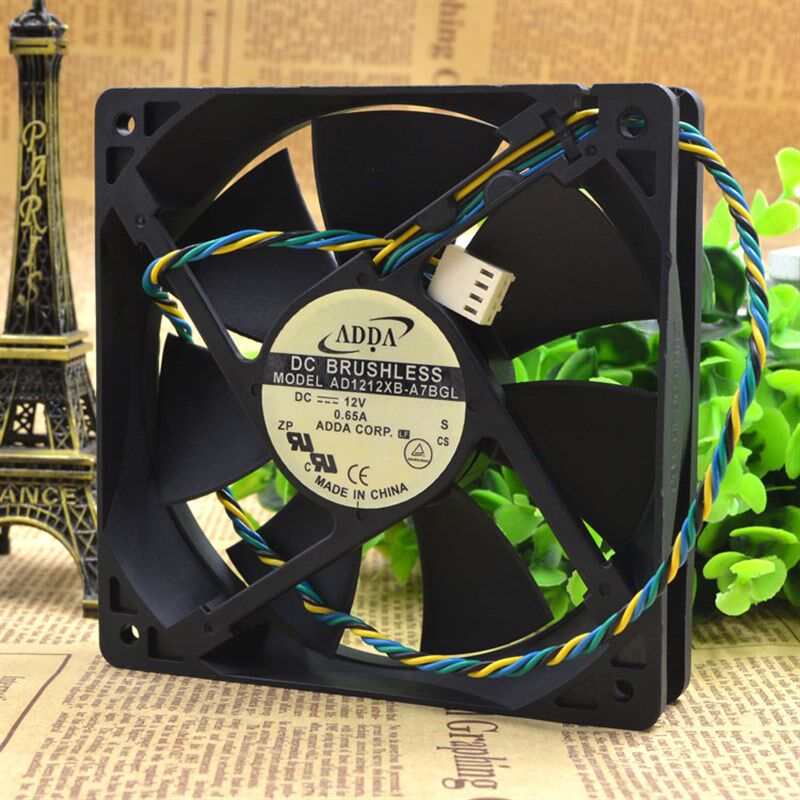 ADDA AD1212XB-A7BGL 12V 0.65A 12CM 12025 四线 PWN温控风扇