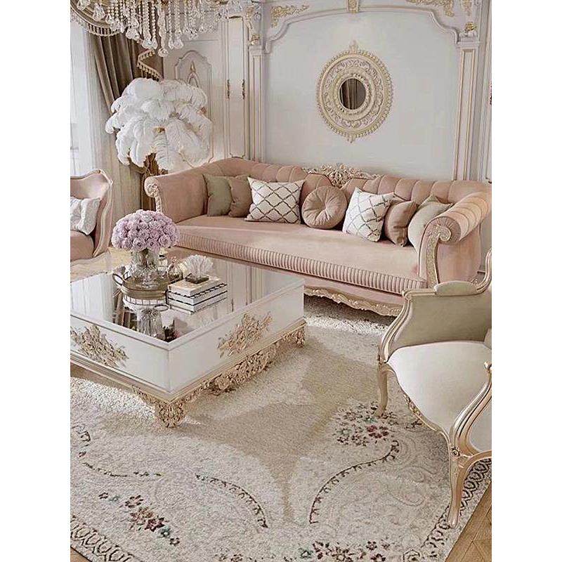 法式轻奢实木雕刻沙发欧式宫廷高档实木三人位沙发贵妃客厅组合