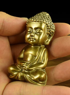 黄铜紫铜全新中式实心可爱佛人物桌面小摆件茶台茶宠