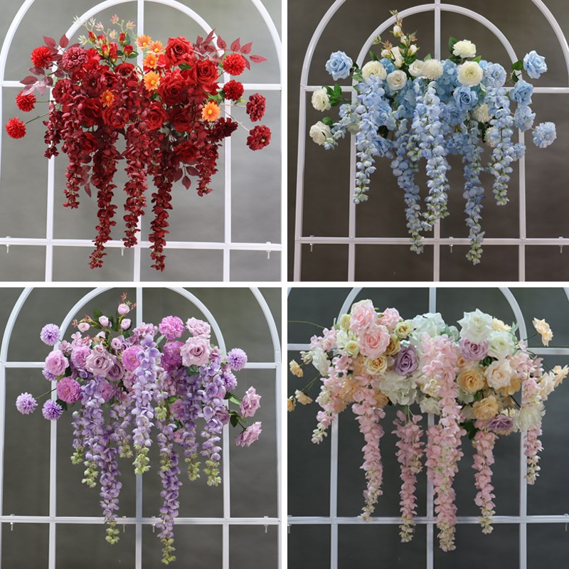 仿真垂吊紫藤花阿勃勒挂花户外婚礼布景装饰园艺壁挂布置拱门绢花