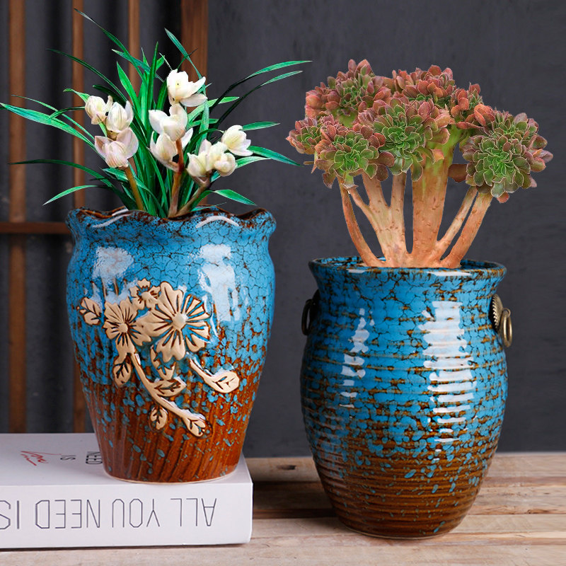 多肉花盆高直筒粗陶多物兰花月季陶瓷陶罐法师老桩花盆中大号,鲜花速递/花卉仿真/绿植园艺,花盆,淘宝优惠券,粉丝福利购,淘宝优惠卷