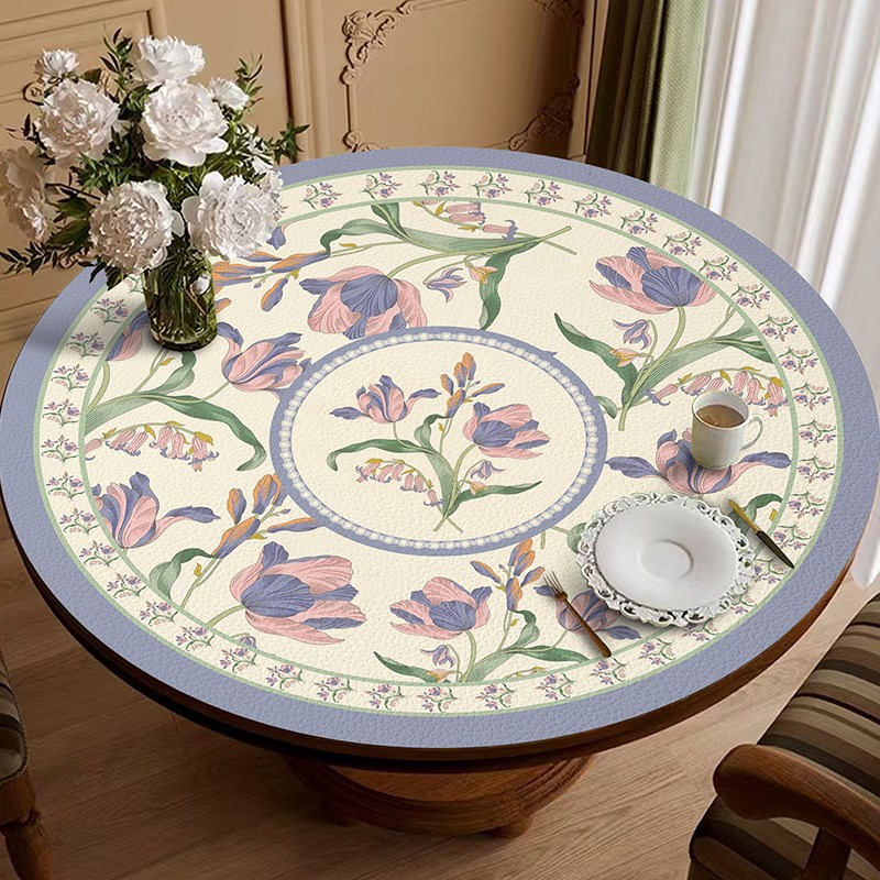 现简约花卉p皮革桌垫家用防烫免洗防尘布防水防油桌布