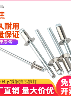 304不锈钢抽芯铆钉开口型圆头/沉头拉铆钉装潢铝拉钉3/M3.2/4/5mm