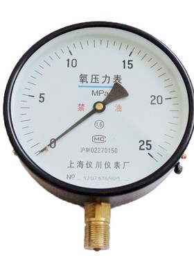 上海仪川仪表0-25MPA测量氧气压力表YO150氧压表禁油表径向表