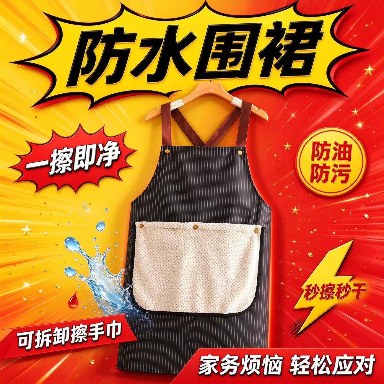 高颜值防水防油围裙女家用2026新款工作服餐饮上班专用年轻围腰男